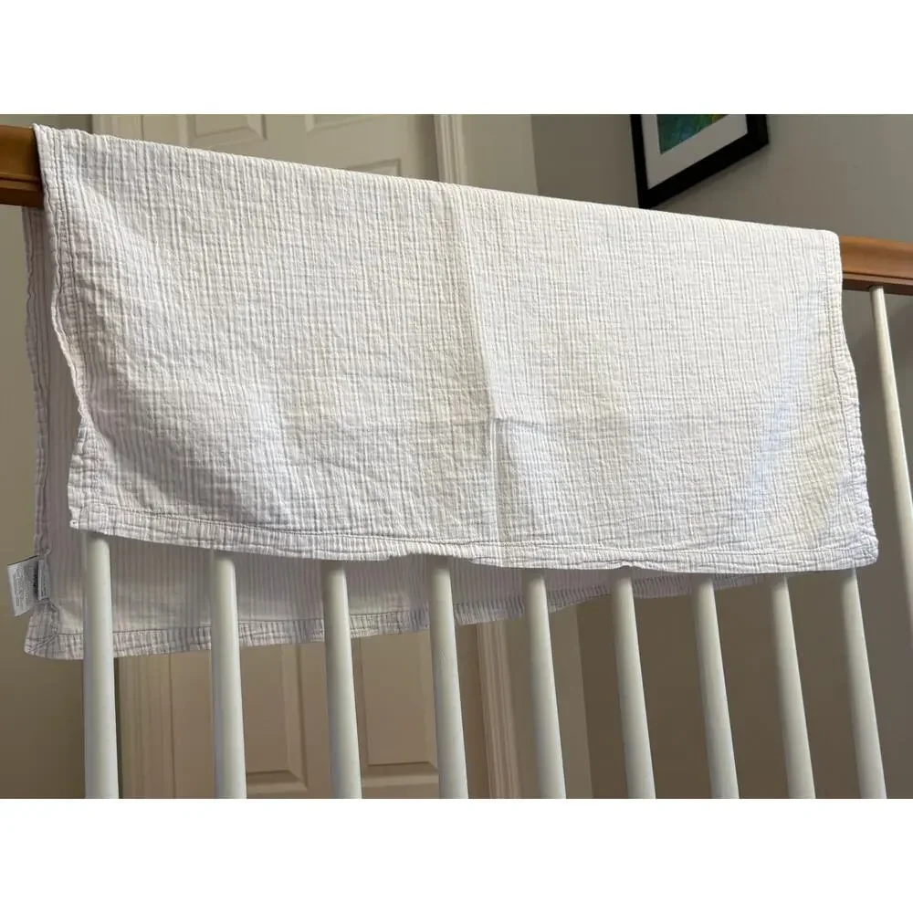 Restoration Hardware Baby & Child Gauze Cotton Baby Blanket White Pink Stripe